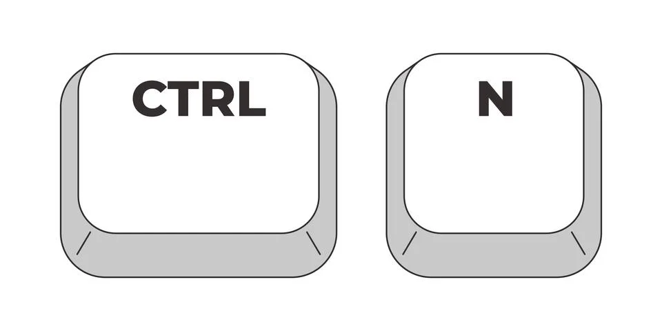 Ctrl N letter grayscale keyboard hotkey 스톡 일러스트