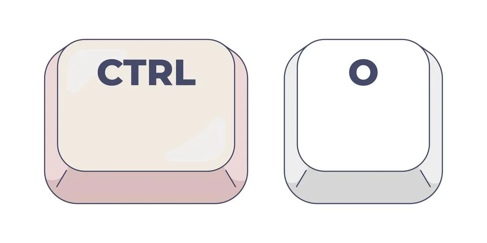 Ctrl O letter computer keyboard shortcut Stock Illustration