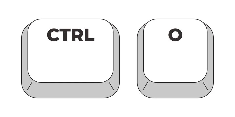 Ctrl O letter grayscale keyboard hotkey 스톡 일러스트