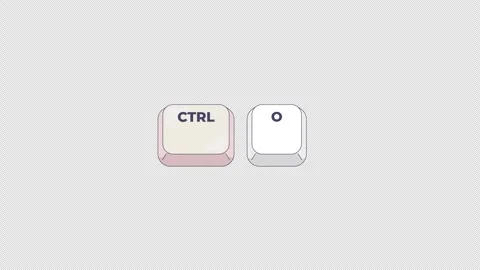Ctrl O letter keyboard shortcut keys animation Stockbeeldmateriaal 332273782