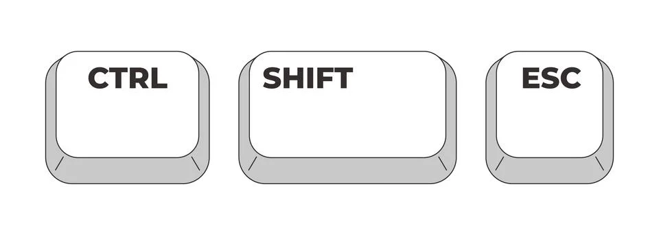 Ctrl Shift Esc grayscale keyboard hotkey Stock Illustration