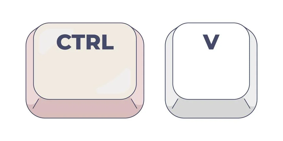 Ctrl V letter computer keyboard shortcut Stock Illustration