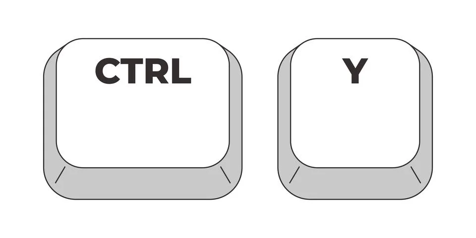 Ctrl Y letter grayscale keyboard hotkey 스톡 일러스트