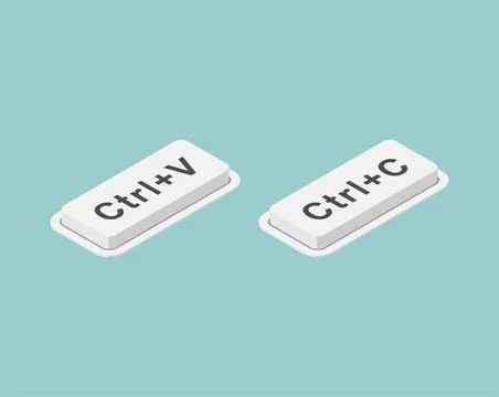 Ctrl+C and Ctrl+V keyboard buttons. Perfect for digital design, computer pr.. Stock Illustration