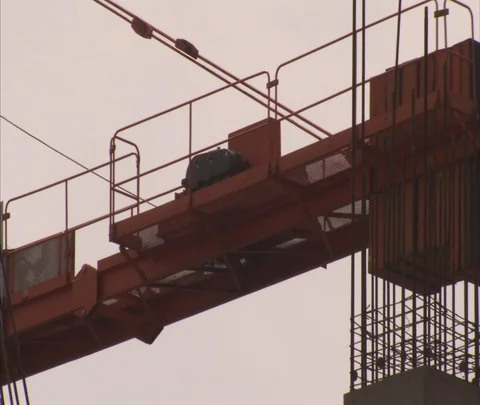 CU arm of construction crane moving Stock Footage 86741549