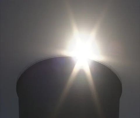 CU bright sun shining over cooling tower of Shenhua Sanhe power plant Stock Footage 86745931