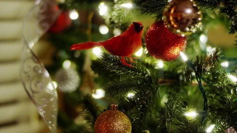 CU Christmas Tree with Ornaments Stock Footage 88599564