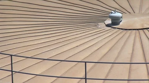 CU, circular roof of building, vent in middle Stock Footage 8537748
