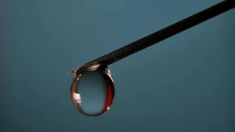 CU Clear liquid drips from needle of syringe Vaccine syringe slow motion macro Stock-Footage 336587394