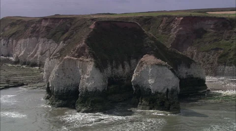 C/U On Cliff On Flamborough Head Odd Camera Zoom At End Stock Footage 65198738