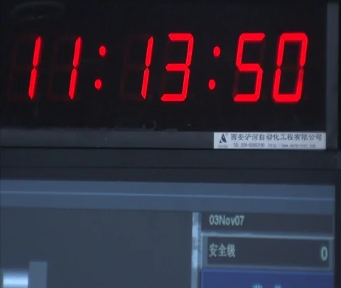 CU clock inside control room at Shenhua Sanhe power station Stock Footage 86746232