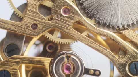CU clockwork springs and cogs Stock Footage 33649934
