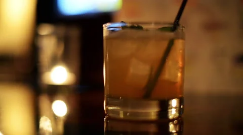 CU cocktail being stirred. Stock Footage 54300937