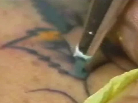 CU Coloring in Flower Tattoo on Shoulder 2 스톡 동영상 69527638