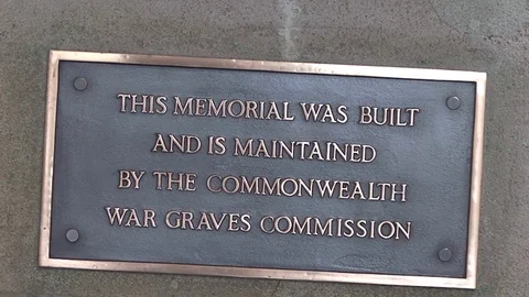 CU Commonwealth War Graves Commission Plaque at Menin Gate in Ypres Stock-Footage 98188030
