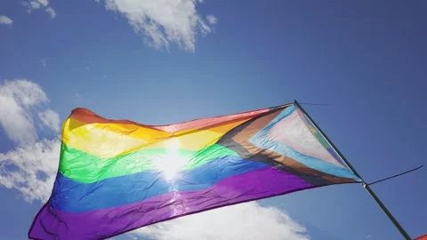 CU Cutaway shot. Rainbow flag. LGBTQ rights, gay community. Hull.UK. 25.7.2026 Stock Footage 340515114