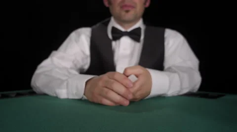 CU of dealer shuffling cards in front of camera Stock Footage 53234299
