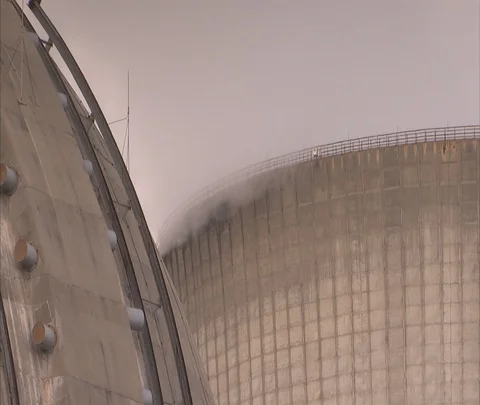CU exterior cooling tower of Vogtle Electric Generating Plant Stock Footage 86693333