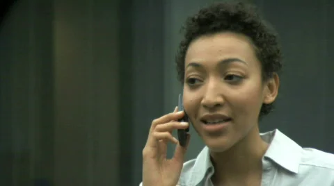 CU FEMALE ON PHONE TALKING Stock Footage 541168
