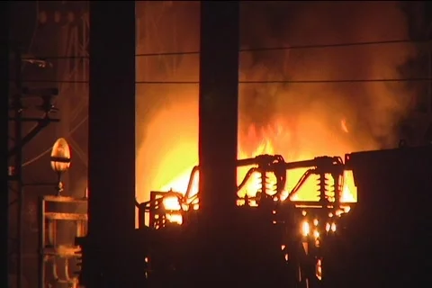 CU Fire in Industrial Area 動画素材 857575