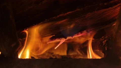 CU flames inside a fireplace Stock-Footage 236329931