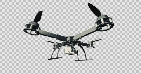 CU Front of Drone flying with attached Camera Loopable with Alpha Channel Stock Footage 60650020