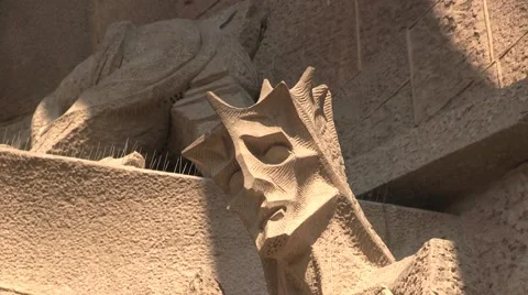 CU of Gaudi statue Barcelona Stock Footage 49770925