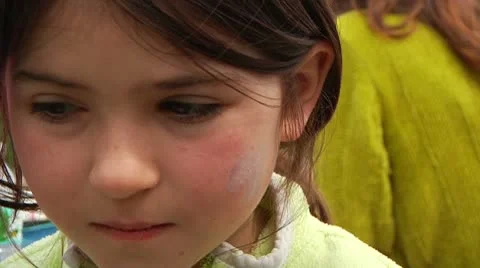 CU Girl Gets Face Painted Stock Footage 8912184