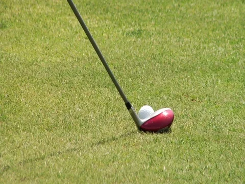 CU Golf Slow Mo Swing Side Stock Footage 100000418