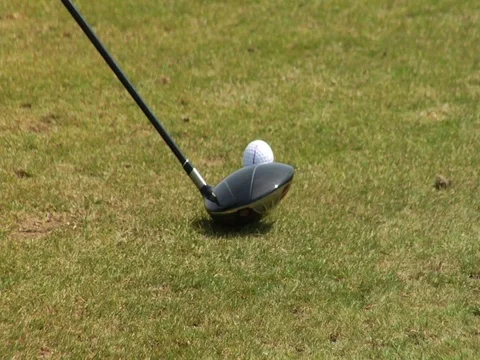 CU Golf Slow Mo Swing Side Angle Stock Footage 100000504