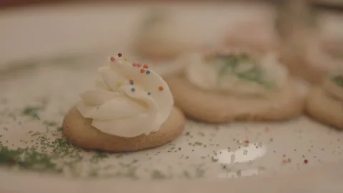 CU of Iced Holiday Cookies Stock Footage 255140718