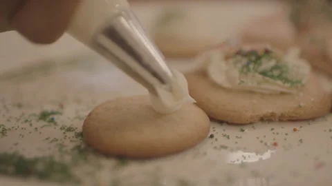 CU Of Icing Cookies Stock Footage 255140665