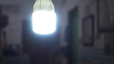 CU of lights turn on in the living room 스톡 동영상 283269146