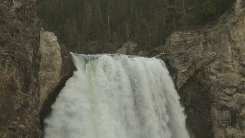 CU Lower Yellowstone Falls Waterfall Uncle Toms Trail Stock-Footage 122223722