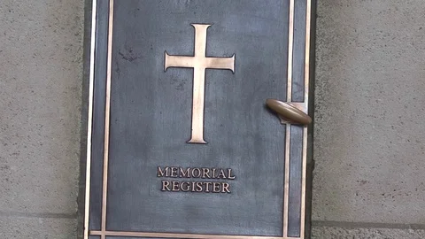 CU Memorial Register at Menin Gate in Ypres Stock Footage 98188026