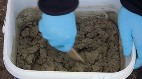 CU mixing cement Stock Footage 11909632