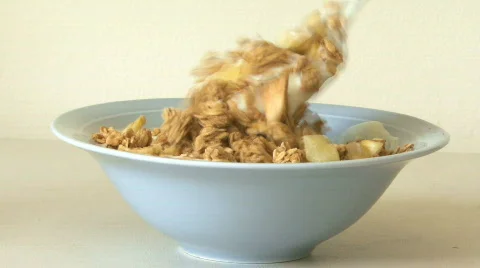 CU MUESLI IN BOWL Stock Footage 541442