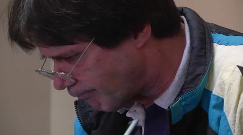 CU of an Ohio voters casting his ballot in the presidential elelction. Video stock 68218761