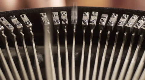 CU old fashioned typewriter levers Stock Footage 33832064