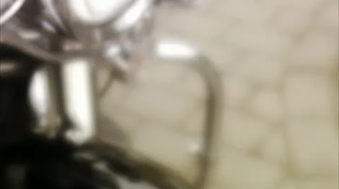 CU PAN Senior man polishing Harley Davidson Stock Footage