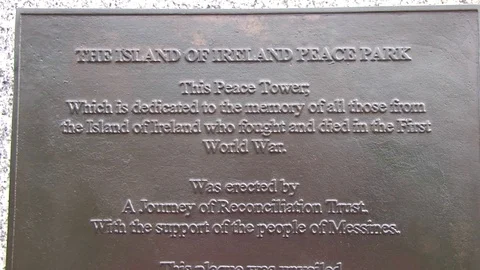 CU Peace Park Plaque at Messines Peace Park, Belgium Stock Footage 98188330