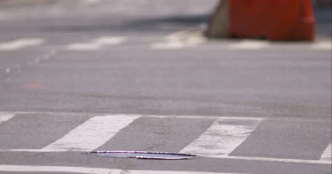 CU of pedestrians using crosswalk on New York City street Stock Footage 67243754