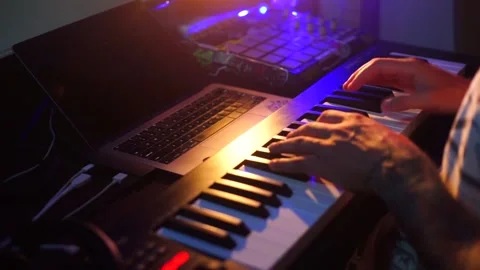 C/U Playing electronic music Stock Footage 151846740