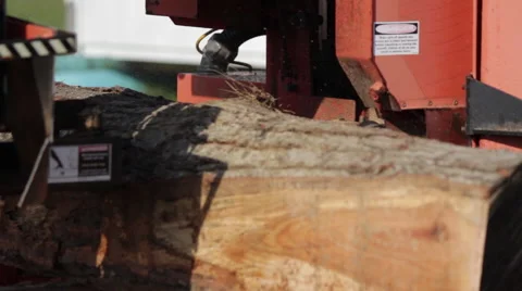 CU portable sawmill blade cutting log Stock Footage 40472066