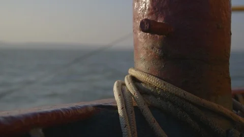 C.U. rope on sailing boet Stock-Footage 109544898