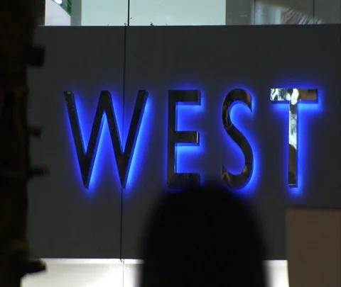 CU sign for West inside Atria Mall Stock Footage 86742466