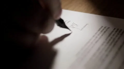 CU signing letter Video stock 10798905