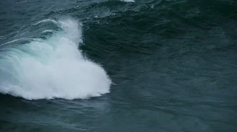 CU slow motion of wave breaking, Cornwall, UK Video stock 56136771