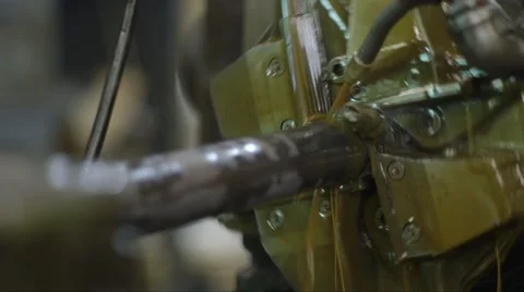 CU Threader Machine Threading 3" Steel Rod Stock Footage 40869448