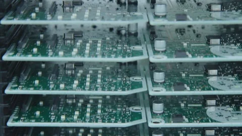 CU TRACKING circuit board stack alternate Stock Footage 128808049